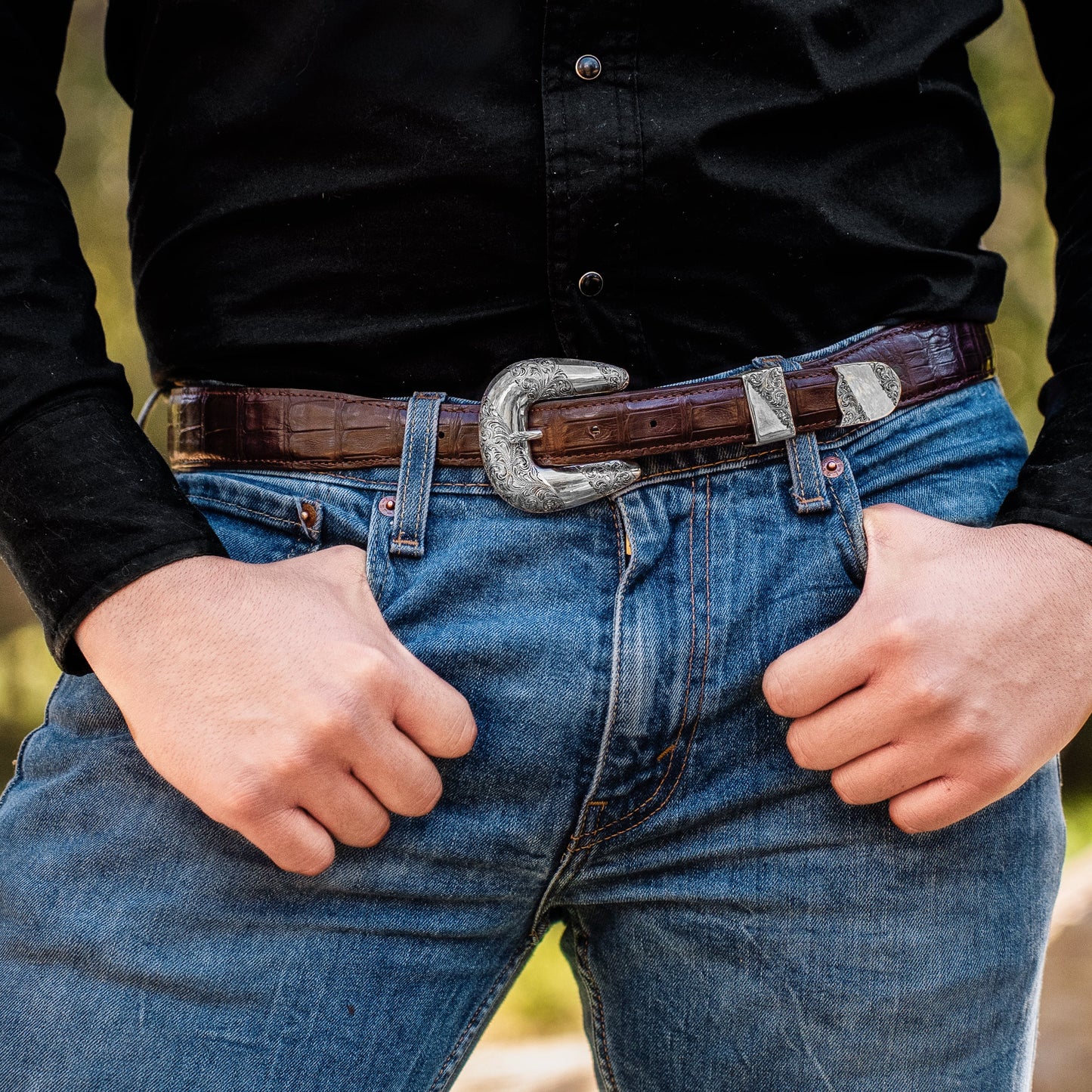 The Black Label Sterling Silver Belt Buckle